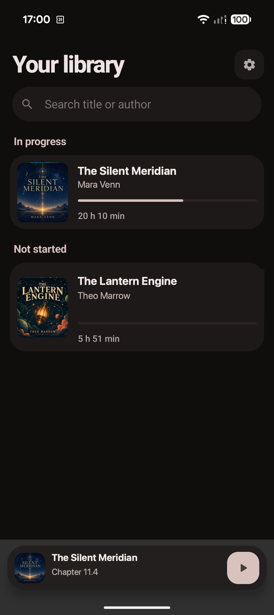 Sliver's audiobook library on Android