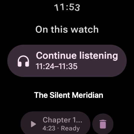 Sliver's standalone audiobook library on Wear OS